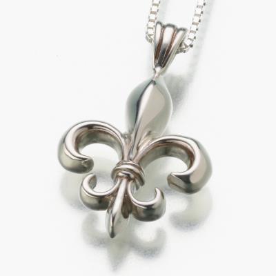 sterling silver fleur de lis cremation pendant necklace